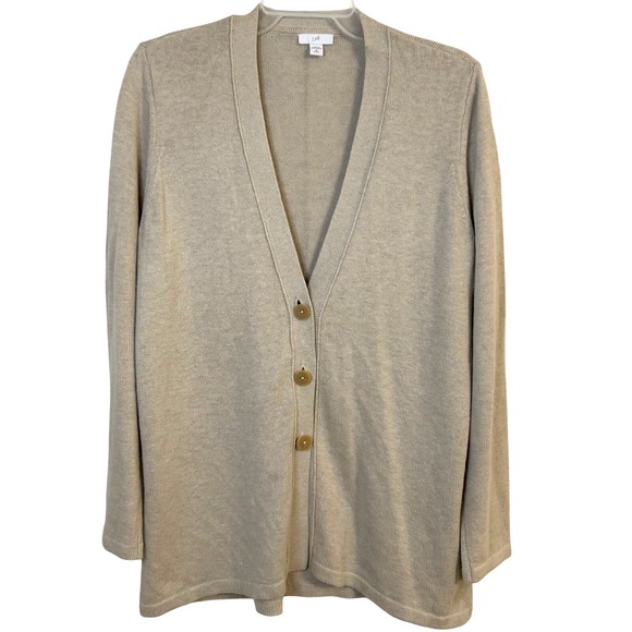 J. Jill Sweaters - J Jill Beige Cardigan‎ Petite Medium Knit Minimalist Capsule Quiet Luxury